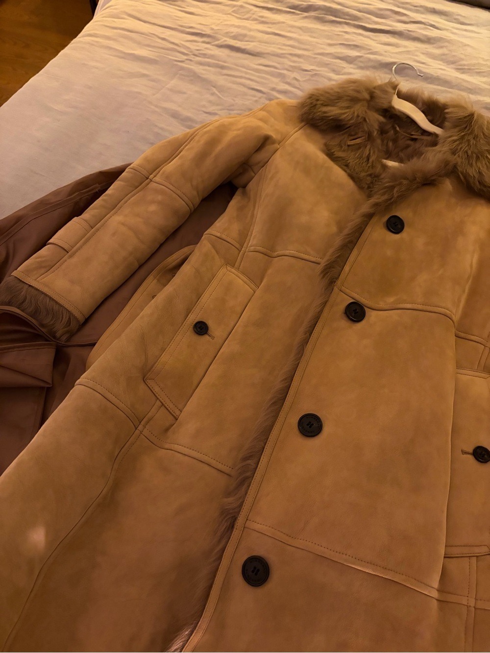Burberry London Camel Lamb Shearling Long Coat US 2 Made in Italy - Picture 3 of 16